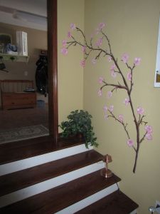 Cherry blossom branch mural